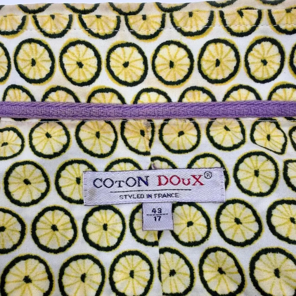 Coton Doux Paris Lemon Print Button Up 43 L - Picture 3 of 9